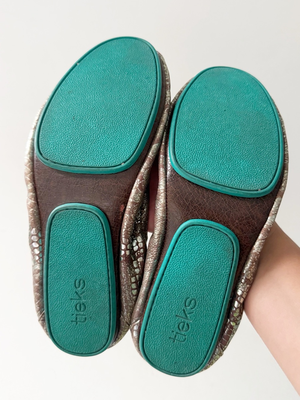 Tieks Metallic Snakeskin Ballet Flat 9 Wild Copper Leather Animal Print Travel - Picture 8 of 9